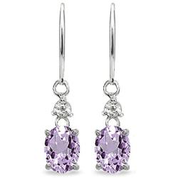 Sterling Silver Genuine or Synthetic Gemstone 8x6mm Oval Dangle Leverback Earrings