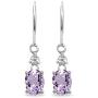 Sterling Silver Genuine or Synthetic Gemstone 8x6mm Oval Dangle Leverback Earrings
