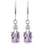 Sterling Silver Genuine or Synthetic Gemstone 8x6mm Oval Dangle Leverback Earrings