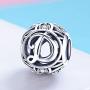 925 Sterling Silver with Cubic Stones, Complete A~Z Gift Options Alphabet Charm Letter Beads fit Pandora European Bracelets