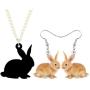 WEVENI Acrylic Easter Rabbit Bunny Jewelry Set Hare Earrings Necklace Pendant Sweet Gifts for Women Girls Ladies