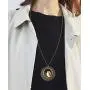 Hanpabum 3Pcs Vintage Handmade Wood Pendant With Cute Charms Long Leather Necklace Sweater Chain for Girl Women Long Necklace All-Match Style Gift