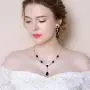 EleQueen Womens Wedding Bridal Bridesmaids Jewelry Sets Cubic Zirconia Teardrop Necklace Tennis Bracelet Dangle Earrings Jewellery Set