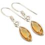 SilverStarJewel 925 Solid Silver Citrine French Wire Earrings 1.2'' Engagement Gift