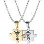 Ckysee Couples Necklace - Love Necklace For Couples, Women Men, Girlfiend And Boyfriend Matching Necklaces Stainless Steel King & Queen Relationship Necklaces K & Q Puzzle Pendant 1 Pairs