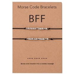 Friendship Bff Bracelet Morse Code Jewelry set of 2 Birthday Gifts Bracelet for Friends Best friend Handmade String Cord Adjustable Bracelet