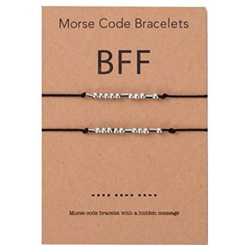Friendship Bff Bracelet Morse Code Jewelry set of 2 Birthday Gifts Bracelet for Friends Best friend Handmade String Cord Adjustable Bracelet