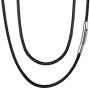 FaithHeart Braided Leather Cord 2MM/3MM Chain Necklace Stainless Steel Durable Snap Clasp, Men Women DIY Waterproof Woven Wax Rope Chain for Pendant (Gift Packaging)