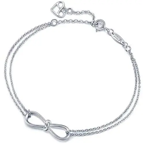 AmorAime Infinity Bracelet for Women 925 Sterling Silver Bracelet Endless Love Charm Adjustable Double Chains Girls Jewelry Gift for Birthday or Mothers Day
