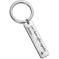 SIDIMELO Lets Have Coffee Together Forever Keychain Cute Coffee Lovers Gift for Friends Who are Moving Away Coworker Boss