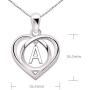 ALOV Jewelry Sterling Silver Initial Letter Alphabet Love Heart Cubic Zirconia Pendant Necklace