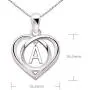ALOV Jewelry Sterling Silver Initial Letter Alphabet Love Heart Cubic Zirconia Pendant Necklace