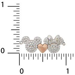 Disney Jewelry, Mickey and Minnie Mouse Sterling Silver Pave Cubic Zirconia Lariat Bracelet