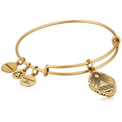Alex and Ani Divine Guides Expandable Bangle Bracelet for Women, Mother Mary Engraved Charm, 2 to 3.5 in