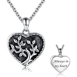 Tree of life Cremation Jewelry for Ashes Urn Necklace Pendant Charm for Women Memorial gifts Sterling Silver Keepsake Always in My Heart Memory Necklace Gift