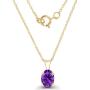 Solid 10K Yellow, White, Rose Gold 7x5mm Oval Genuine Or Created Gemstone Birthstone 18'' Rope Chain Necklace | 10K Gold Necklace For Women