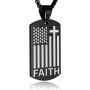 HZMAN American Flag Patriotic Cross Dog Tag Religious Faith Jewelry Pendant Necklace