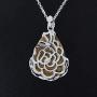 KISSPAT Teardrop Necklace Natural Crystal Stone Pendant on 20'' Stainless Steel Chain