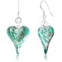 SUVANI Sterling Silver Hand Blown Glass Jewelry Heart Shaped Dangle Earrings, Color Variations