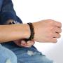 VNOX Custom Engraving Medical Alert ID Two-Strand Braided Leather Cuff Wristband Rope Bracelet with Magnetic Clasp for Men Boys
