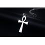 HUANIAN Stainless Steel Egyptian Ankh Cross Pendant Necklace,20 inch Free Chain