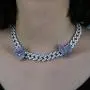 Iced Out Hip Hop Bling Women Jewelry White Pink Cz 12MM Cuban Chain Butterfly Necklace 16''