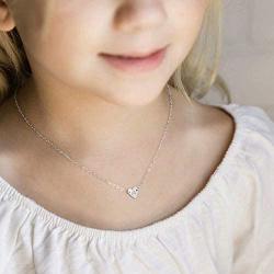 Turandoss Tiny Initial Heart Necklace - 14K Gold Filled Handmade Double Side Engraved Hammered Heart Initial Necklace Gift for Women Girls Jewelry