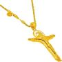 LIFETIME JEWELRY Large CZ Halo Jesus Pendant Cross Necklace 24k Gold Plated