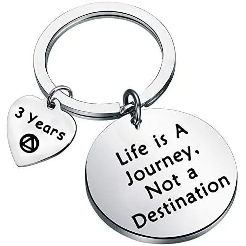 BEKECH Sober Gift Sobriety Anniversary Keychain Life is A Journey Not A Destination 1 Month 6 Months 1 Year 2 Years 3 Year AA Yearly Recovery Jewelry Gift for Women Men BEKECH Sober Gift Sobriety Anniversary Keychain Life is A Journey Not A Destination 1 Month 6 Months 1 Year 2 Years 3 Year AA Yearly Recovery Jewelry Gift for Women Men