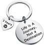 BEKECH Sober Gift Sobriety Anniversary Keychain Life is A Journey Not A Destination 1 Month 6 Months 1 Year 2 Years 3 Year AA Yearly Recovery Jewelry Gift for Women Men