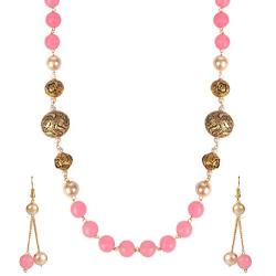 Efulgenz Indian Bollywood Boho Antique Vintage Tribal Beaded Pearl Strand Statement Neckalce Earrings Jewelry Set (Color Options)