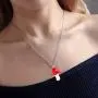 RUIZHEN Colorful Cute Mushroom Dangle Earrings Pendant Necklace Jewelry Set for Wowen Girls RUIZHEN Colorful Cute Mushroom Dangle Earrings Pendant Necklace Jewelry Set for Wowen Girls