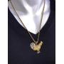 Shop-iGold Men Women 925 Italy Gold Finish Iced Gallo Rooster Ice Out Pendant Stainless Steel Real 2 mm Rope Chain Necklace, Mens Jewelry, Iced Pendant, Rope Necklace