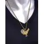Shop-iGold Men Women 925 Italy Gold Finish Iced Gallo Rooster Ice Out Pendant Stainless Steel Real 2 mm Rope Chain Necklace, Mens Jewelry, Iced Pendant, Rope Necklace