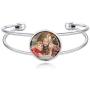 Custom4U Personalized Bracelets for Women - Engraved Cuff Bangle Bracelet/Custom Picture Cuff Charm Bracelet Adjustable - Personalized Inspirational Memorial Jewelry Birthday Gift for Girls Mom