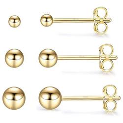 Sterling Silver Tiny Round Ball Stud Earrings for Women Girls Men- 3 Pairs Hypoallergenic Small Dot Studs Earrings Pack Cartilage Tragus Helix Earrings (2mm 3mm 4mm)