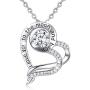 Heart Sterling Silver Necklace for Women CELESTIA CZ Heart Pendant I Love You to The Moon and Back Necklaces, Birthday Gifts - 18'' chain
