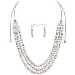 S SUSANN Faux Pearl Necklace Set Imitation Pearl Necklace and Earring Good Gift for Women