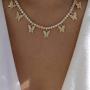 SUNXN Butterfly Necklace Tennis Chain Choker CZ Bling Silver Gold Pendant Necklace Gift for Women Girls Jewelry