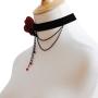 Clairy Gothic Flower Choker Necklace Black Necklace Crystal Necklace Chain Delicate Pendant Necklace Halloween Jewelry for Women and Girls