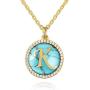 KissYan Turquoise Initial Necklace, 18K Gold Letter Pendant Dainty Jewelry Cubic Zirconia Alphabet Charms Adjustable Chain Necklace for Women Girls