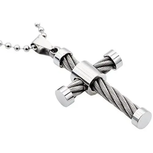 Blackjack Jewelry Mens Stainless Steel Wire Cross Pendant Blackjack Jewelry Mens Stainless Steel Wire Cross Pendant