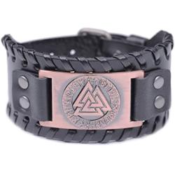 VASSAGO Vintage Wicca Odin’s Symbol of Warriors Valknut Viking Runes Charm Belt Buckle Bracelet