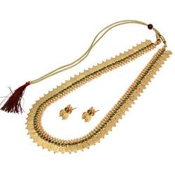 SANARA Indian Bollywood Gold Plated Traditional Laxshami Coin Temple Necklace Earring Long Necklace Set Women South Indian Jewelry