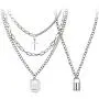 GUSHION Egirl Eboy Lock Chain Necklace for Men Male Women Teen Girls Boys, Statement Lock Key Pendant Necklace Silver Set Long Multilayer Punk Choker 2 Set GUSHION Egirl Eboy Lock Chain Necklace for Men Male Women Teen Girls Boys, Statement Lock Key Pendant Necklace Silver Set Long Multilayer Punk Choker 2 Set