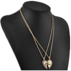 ODETOJOY Best Friends Necklace for 2 BFF Broken Heart Necklace Rhinestone Bestfriends Engraved Letters Pendant