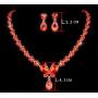 Brishow Red Rhinestone Bride Wedding Jewelry Set Bridal Crystal Necklace Earrings Set for Women and Girls (3 PCS)