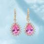 Swarovski Crystal Halo Teardrop Drop Dangle Earrings for Women 14K Rose Gold Plated Hypoallergenic Jewelry