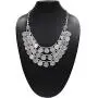 Saissa Oxidised Metal Silver Plated Multi-strand Coins Necklace Indian Jewelry for Women