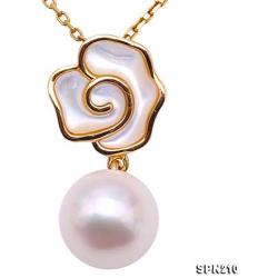 JYX Pearl Pendant 18K Gold Luxurious 8-8.5mm White Japanese Akoya Pearl Seawater Cultured Pearl Pendant Necklace